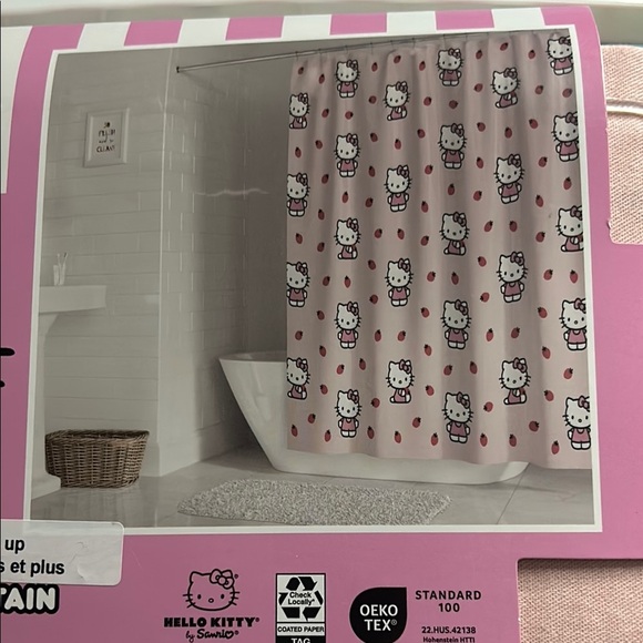 Hello Kitty Pink Shower Curtain - Picture 3 of 3